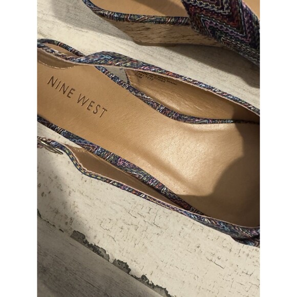 EUC Nine West ABBE Boho Cork Wedge Sandal Size 5 1/2 M Woven Hippie - Picture 6 of 7